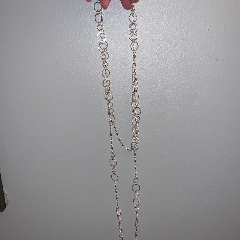 Express silver long necklace